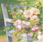 Dekorszalvéta - Flowers on Bench