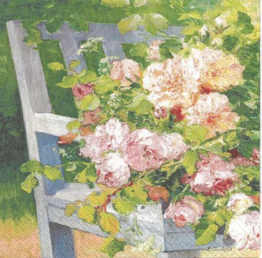 Dekorszalvéta - Flowers on Bench