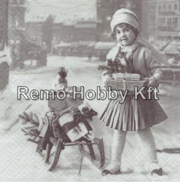 Dekorszalvéta - Girl with X-mas Gift