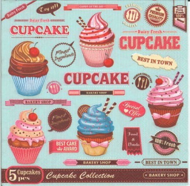 Dekorszalvéta - Vintage Cupcakes Poster