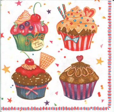 Dekorszalvéa - 4 x Cupcake