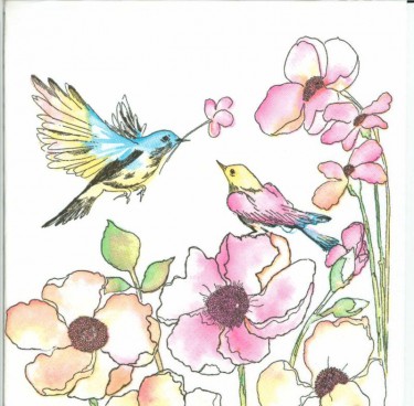 Dekorszalvéta - Watercolour Birds & Flowers