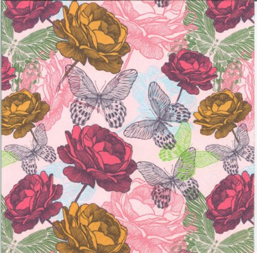 Dekorszalvéta - Hand-drawing Roses