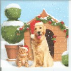 Dekorszalvéta - Xmas Dog and Cat