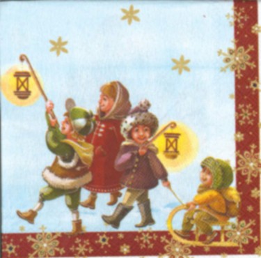 Dekorszalvéta - Santa with Kids