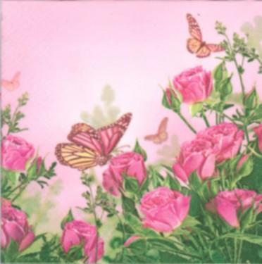 Dekorszalvéta - Roses & Butterfly