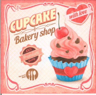 Dekorszalvéta - Cupcake with Love (25x25 cm)