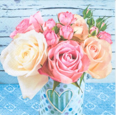 Dekorszalvéta - Roses on Blue