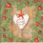 Dekorszalvéta - Xmas Elements on Wooden Board