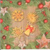 Dekorszalvéta - Xmas Elements on Wooden Board