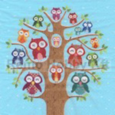 Dekorszalvéta - Owl Family Tree, Blue (25x25 cm)