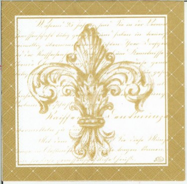 Dekorszalvéta - French Fleur de Lys, White-gold