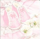 Dekorszalvéta - Christening Shoes Pink