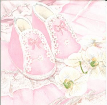 Dekorszalvéta - Christening Shoes Pink