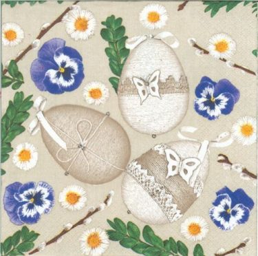 Dekorszalvéta - Lacy & Linen Easter Eggs Arrangement