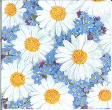 Dekorszalvéta - Daisies Forget Me Nots