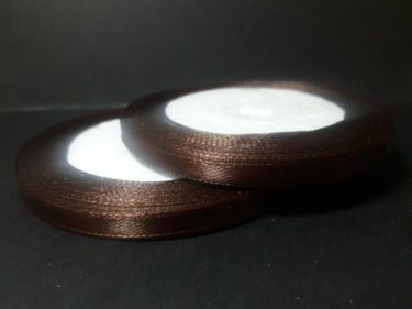 Szatén szalag, Sötétbarna 6 mm / 23 m