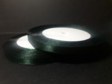 Szatén szalag, Sötétzöld 6 mm / 23 m