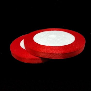 Szatén szalag, Piros 6 mm / 23 m