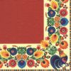 Dekorszalvéta - Folk Cocks Red & Cream