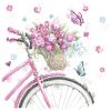 Dekorszalvéta - Pink Bicycle with Basket