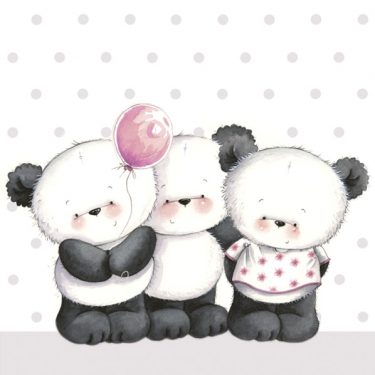 Dekorszalvéta - Little Pandas with Balloon