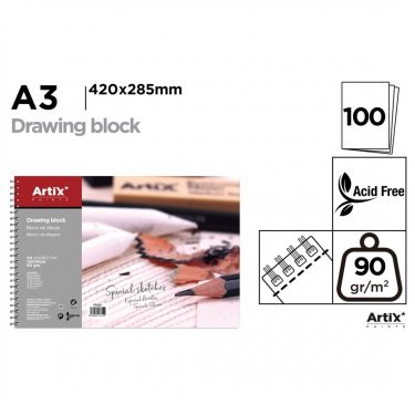 Artix Savmentes rajzpapír-tömb A3 100 db/cs 90g/m2 PB380